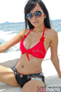 Asian babe on yacht