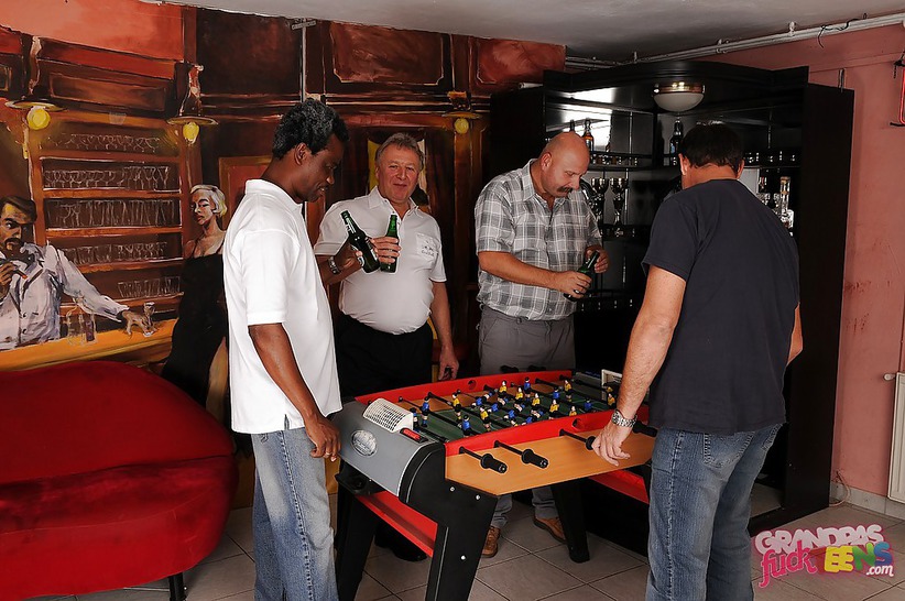 Blondie Gets Blowbanged And Bukkaked By Oldmen