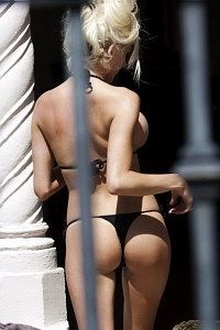 Hot blonde Courtney's black bikini